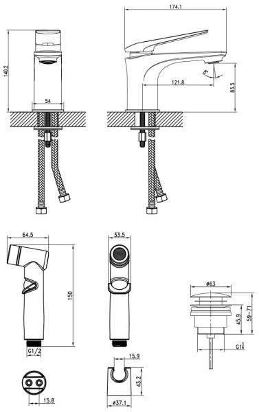 Смеситель Lemark Allegro для раковины и биде (LM5916CW)